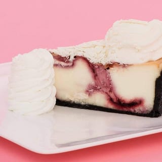 WHITE CHOC RASP CHEESECAKE